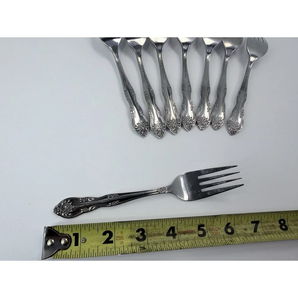 Rogers Dream Rose Salad Forks Stainless Flatware Korea Set of 8
